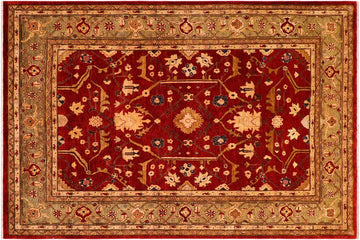 handmade Traditional Kafkaz Chobi Ziegler Red Green Hand Knotted RECTANGLE 100% WOOL area rug 8 x 10